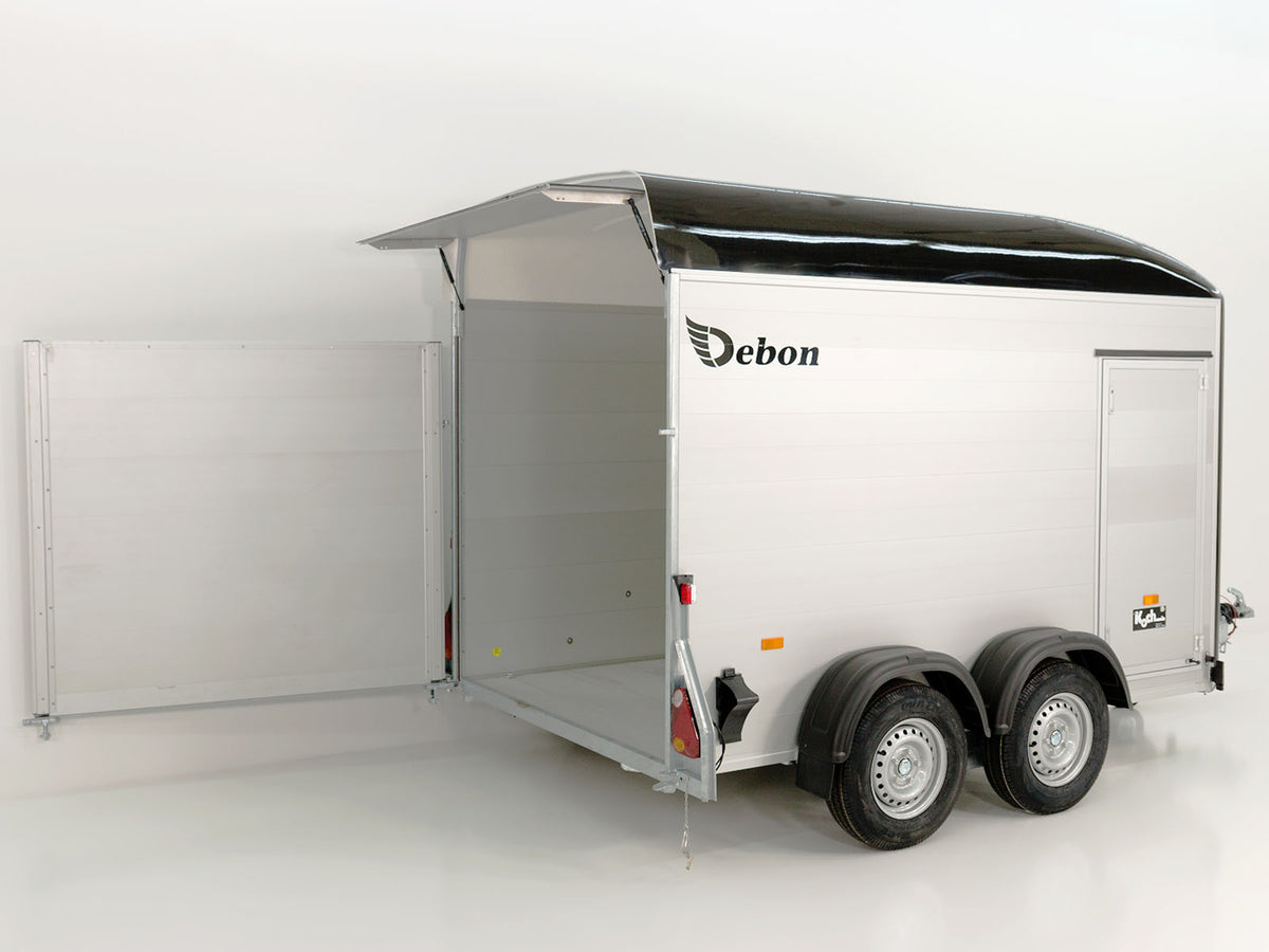 Debon Kofferanhänger C500 163x300cm H:200cm 2,0t|Alu|Polybug|Tür|schwarz