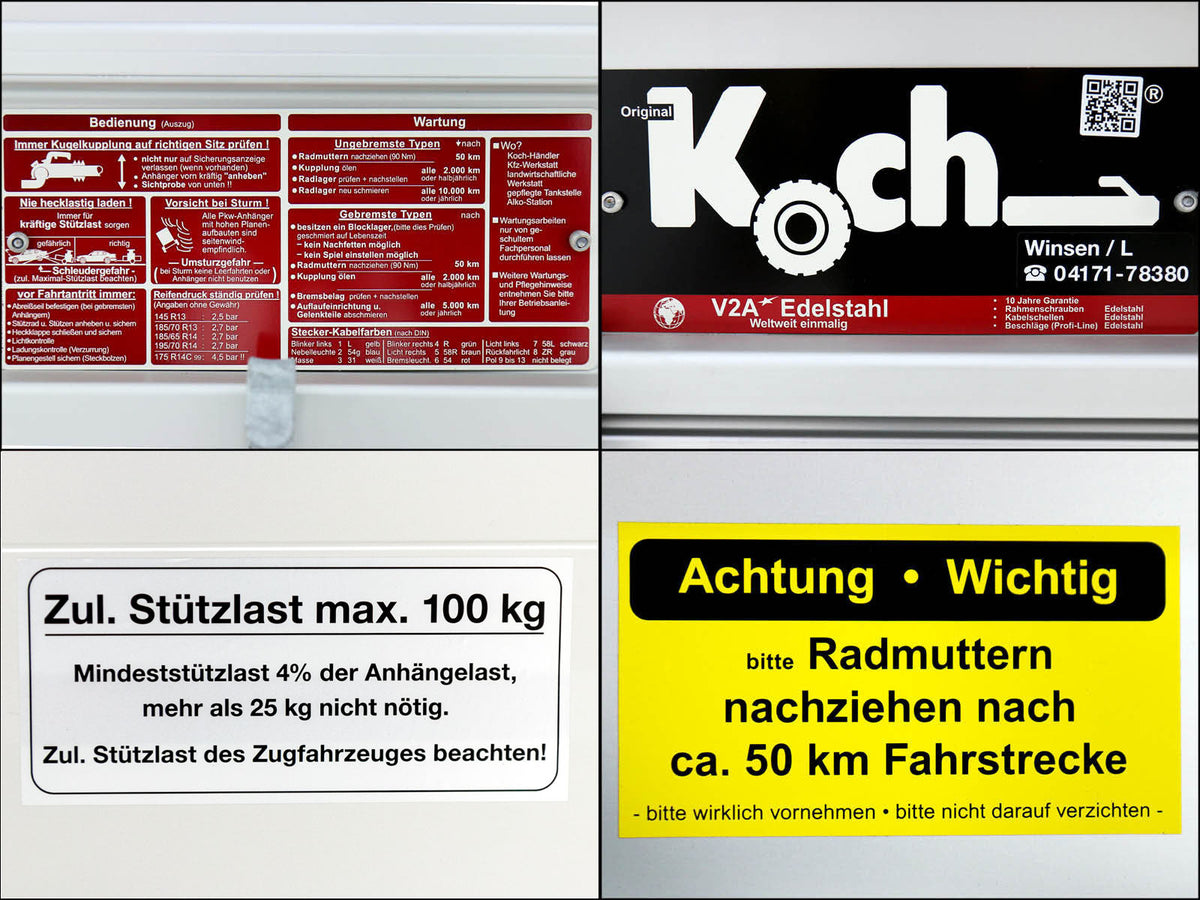 Koch Crossline Anhänger "Crossline 35" 125x250cm 1300kg|Höhe 60cm | Aluboden | Typ 4.13