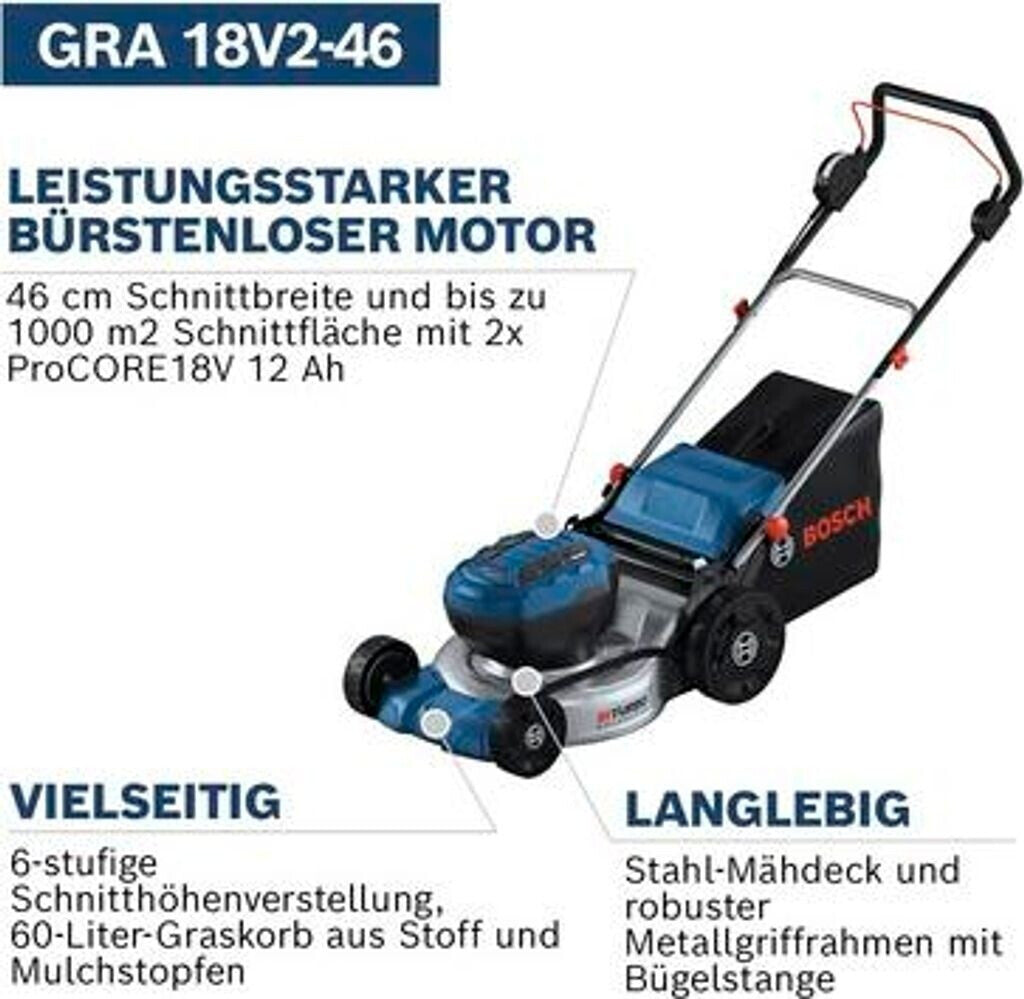 Bosch Akku-Rasenmäher Pro GRA18V2-46SP 2x EXBA18V-55