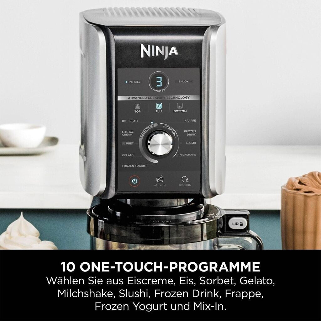 Ninja Creami Deluxe NC502EU Speiseeismaschine – 800 Watt, mit Timer, silber