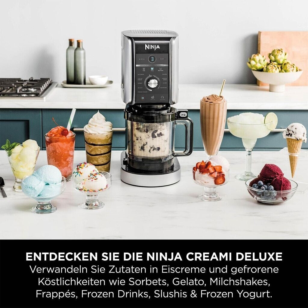 Ninja Creami Deluxe NC502EU Speiseeismaschine – 800 Watt, mit Timer, silber