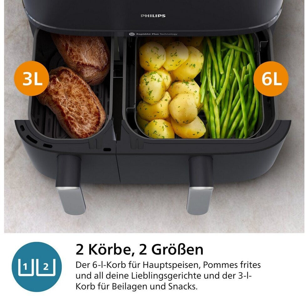 Philips 5000 Series NA555/00 Heißluftfritteuse Doppel 9L