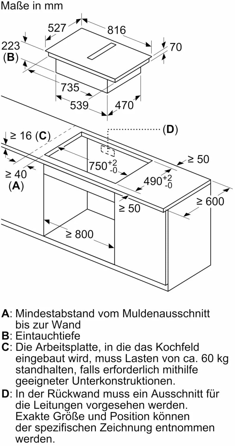 Siemens ed877hq26e iQ500 Kochfeld mit Dunstabzug