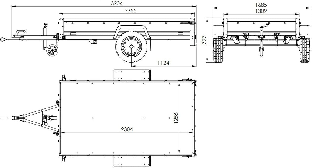 Unitrailer Garden Trailer 230 KIPP Planenanhänger 230x125cm mit Laubgitteraufsatz
