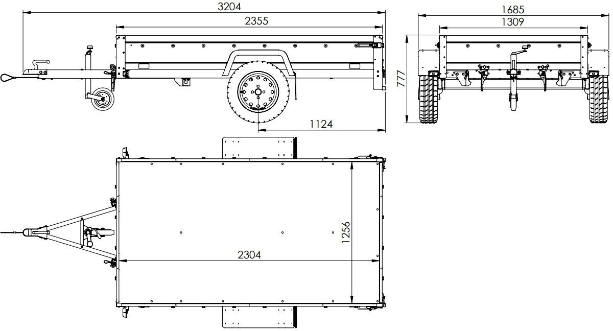 Unitrailer Garden Trailer 230 KIPP Planenanhänger 230x125cm mit Laubgitteraufsatz